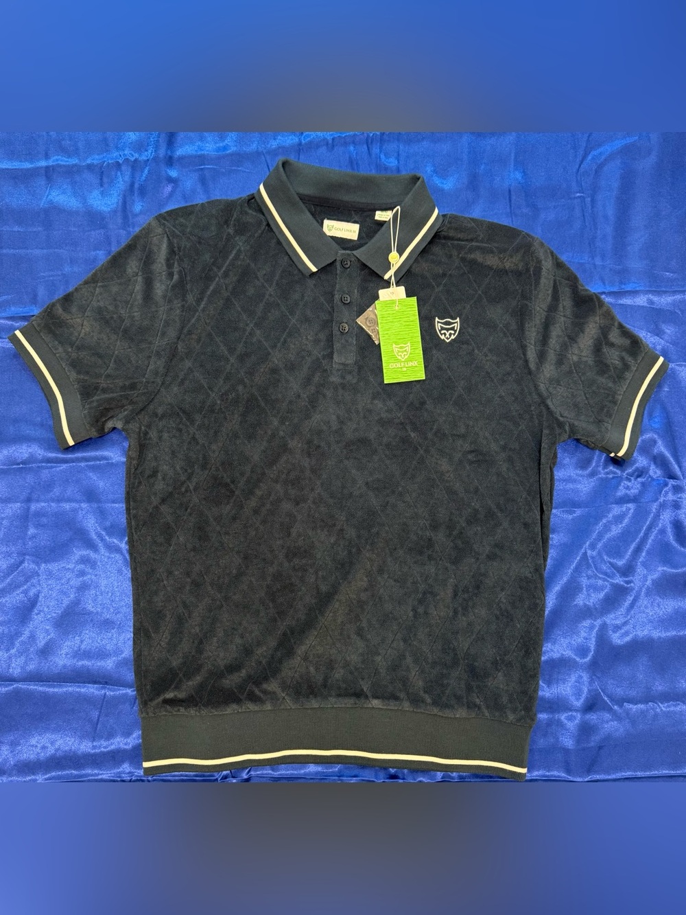 GOLF LINX 18 - APRÈS-GOLF POLO- Diamond Jacquard Terry Textured Fabric - Men’s M